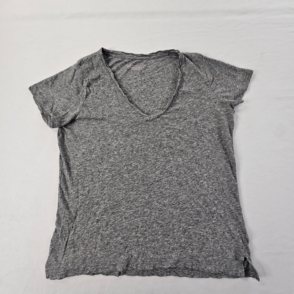 Victoria's Secret Gray Short Sleeve‎ Cotton V-Neck T-Shirt Women's S